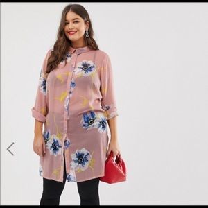 Junarose floral long line shirt
